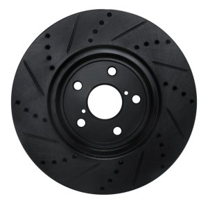 Lexus LS430 Brake Rotor (1) - Front Right - R1 Concepts - Drilled & Slotted - Black - `01-`06